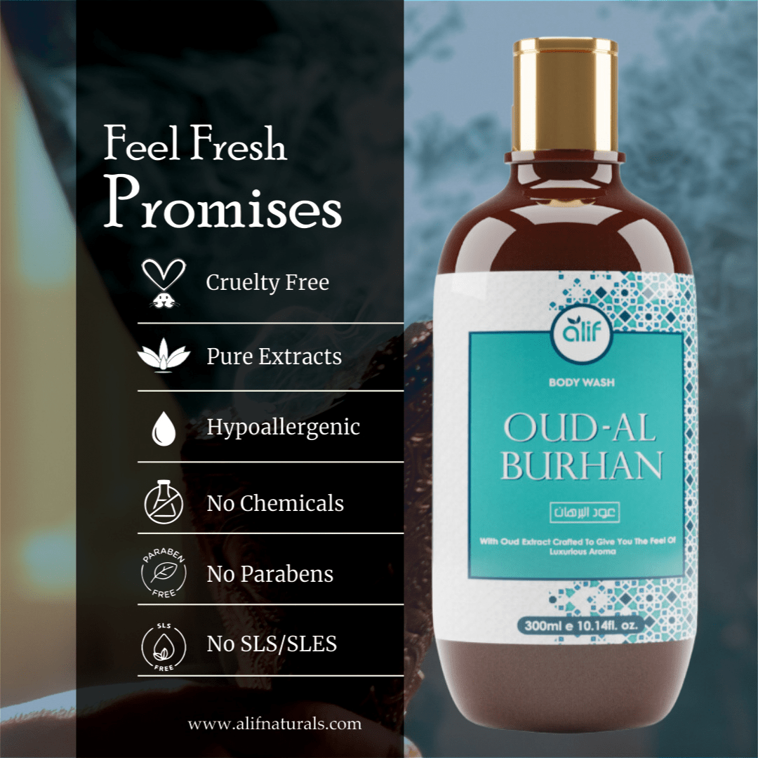 Oud Al Burhan Premium Bodywash | 300ML - Alif Naturals