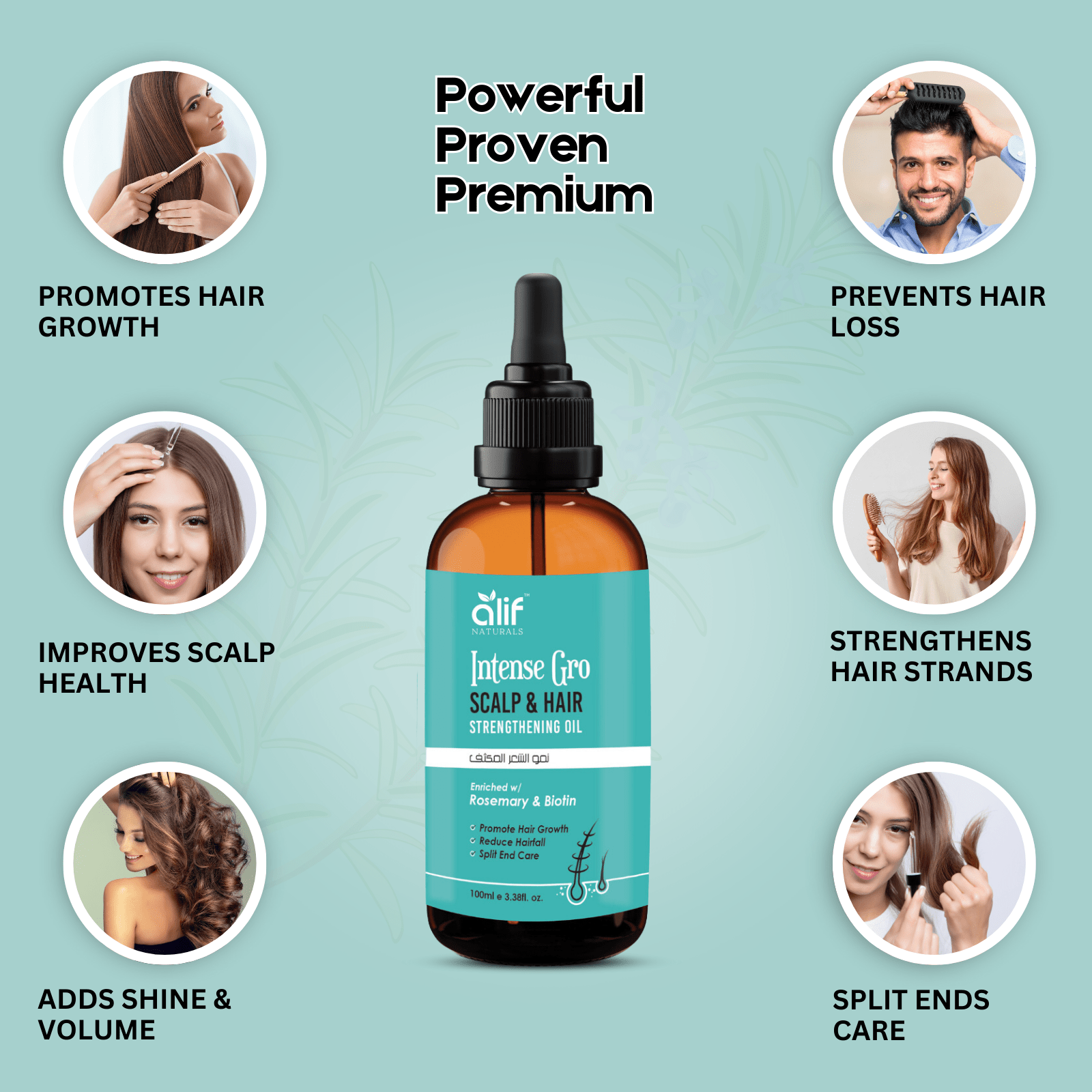 Intense Gro scalp and hair-strengthening oil | 100 Ml - Alif Naturals