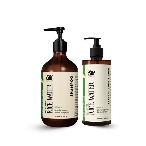 Fermented Rice Water - Shampoo and Leave in Conditioner Set - Made in U.A.E