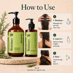 ALIF Naturals shampoo and leave-in conditioner how-to-use infographic